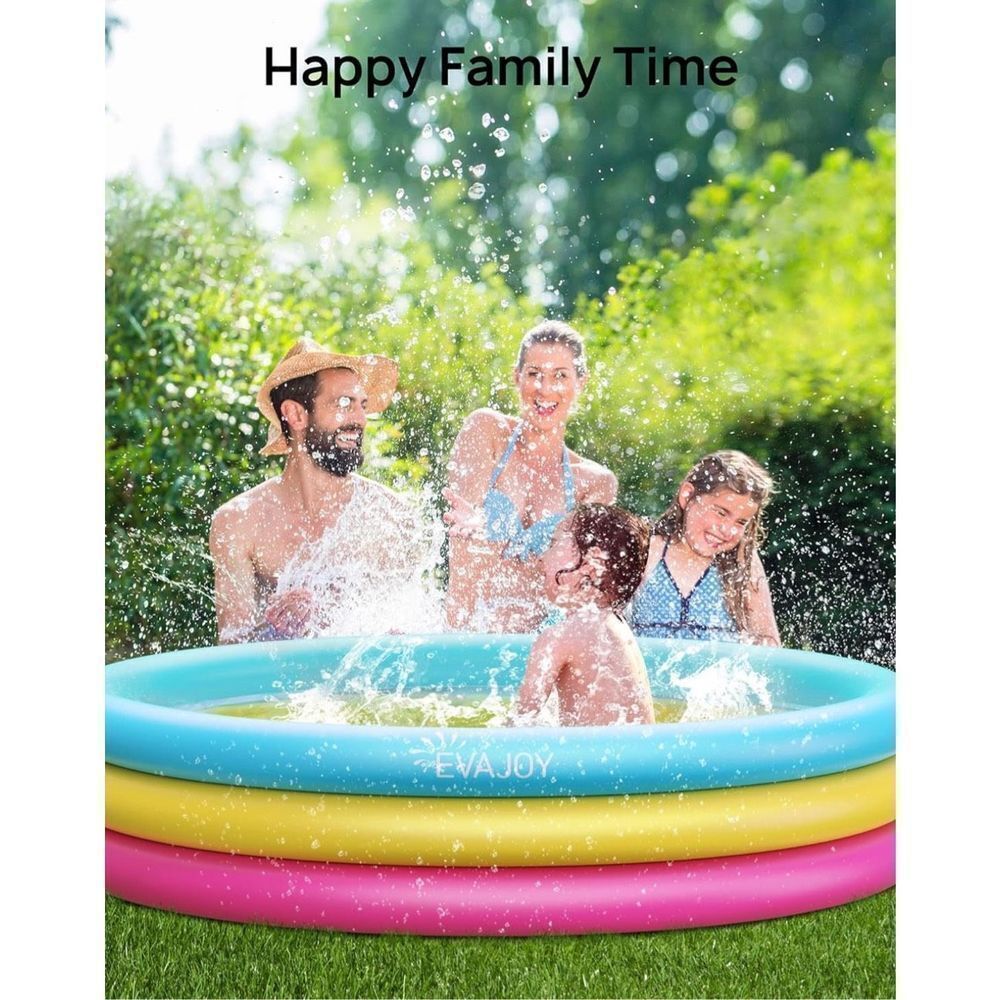 NWT Inflatable Kiddie Pool, 58'' x 13'' Ground Swimming Pool for Kids - Picture 8 of 14